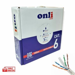 Onli 24AWG UTP CAT6 Network Kablosu Gri 100Mt Yerli Üretim
