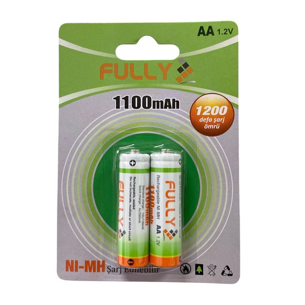 Fully 1.2Volt AA 1100mAh Şarjlı Kalem Pil - 2 Adet