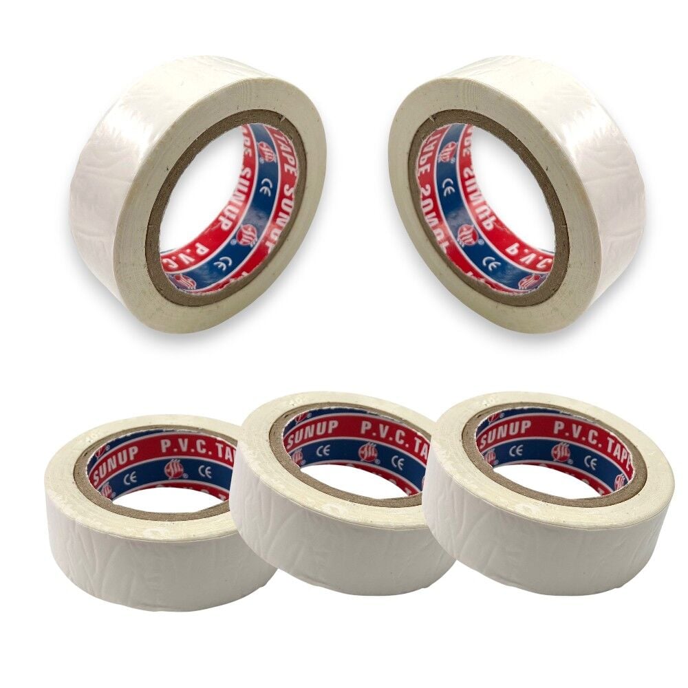 Sunup SN-27919 0.13x18mm Beyaz İzole Elektrikçi Bant 10Metre - 5Adet