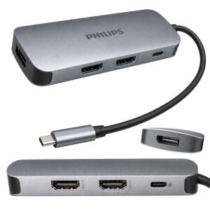 PHILIPS SWR1602T/93 Type-C 7 in 1 8K DP + Dual 4K HDMI 100W PD Çok Fonksiyonlu Hub