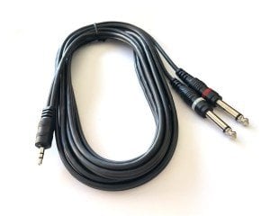 electroon 3,5mm Stereo 2x6,3mm Mono Jaklı Seslendirme Kablosu 5mt
