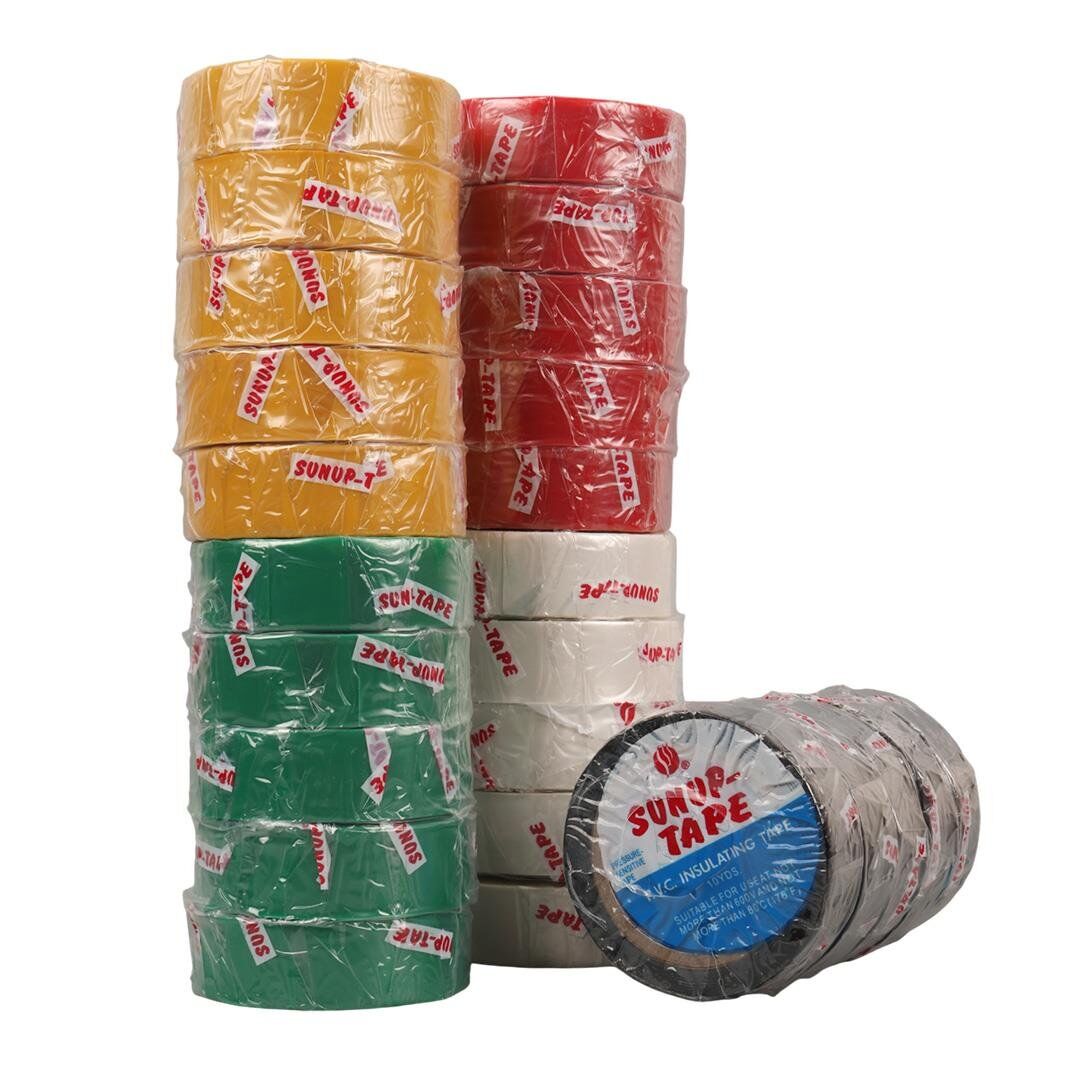 Sunup SN-27919 0.13x18mm İzole Elektrikçi Bant 10Metre - 5x5 (Kırmızı- Sarı - Siyah - Yeşil - Beyaz) - 25Adet