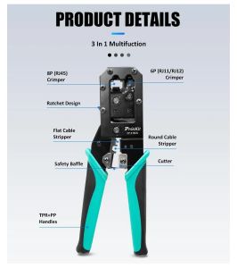 Proskit CP-376CN 6P/8P RJ11/RJ12/RJ45 CAT5 CAT6 Konnektör Sıkma Pensesi