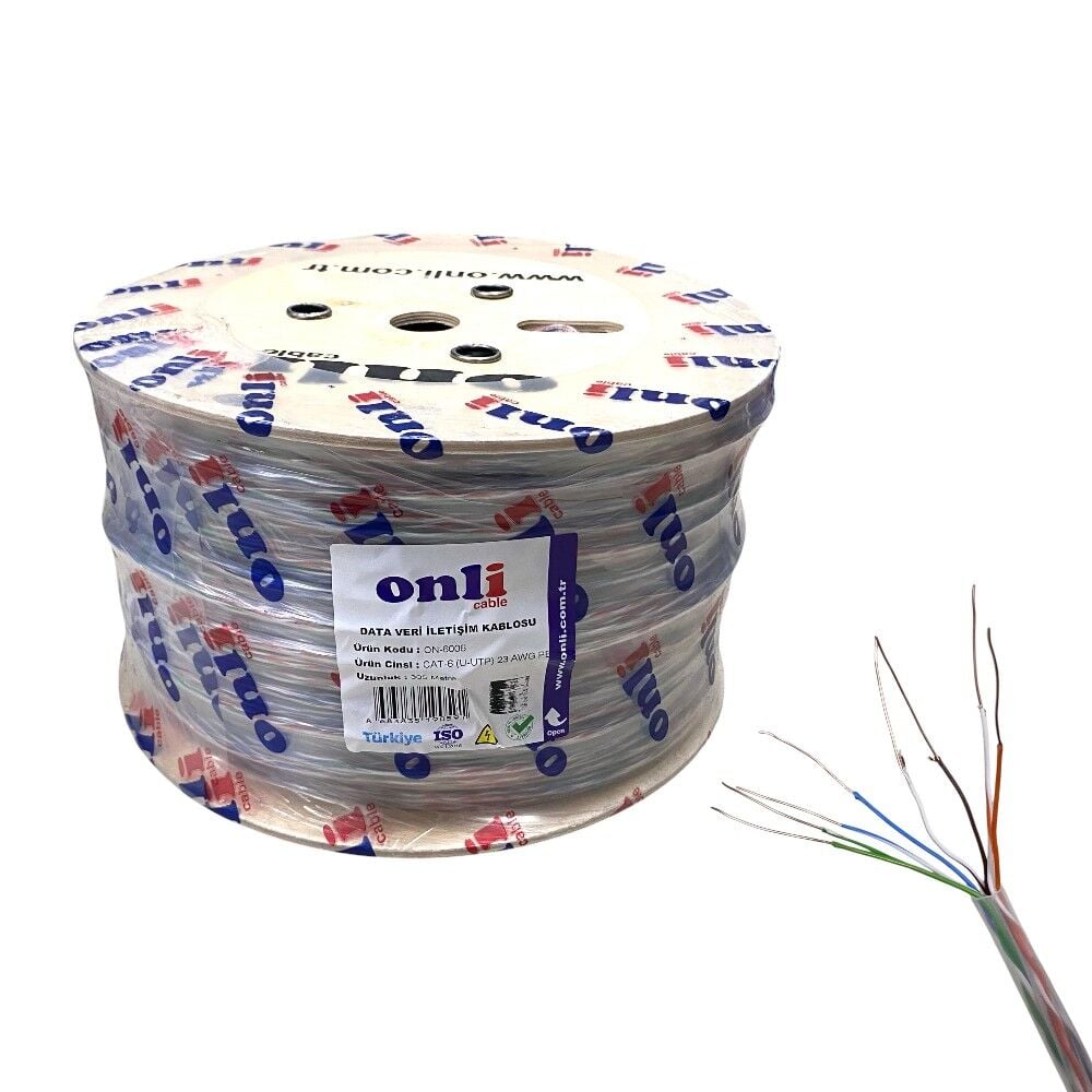 Onli 305Mt 23AWG Dış Ortam UTP CAT6 Network Kablosu Şeffaf Yerli Üretim