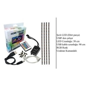 electroon Tv Arkası USB Led Işık 4x50cm RGB +Kumandalı