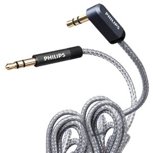 PHILIPS SWR2114F/93 1Metre 3.5mm Stereo AUX Ses Kablosu 90 Derece L Tipi Açılı Örgülü Zırhlı