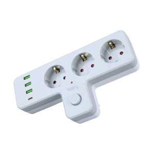 VEA VE-23088 3 Soketli 3xUsb+Type-C Çocuk ve Termal Korumalı Anahtarlı Priz