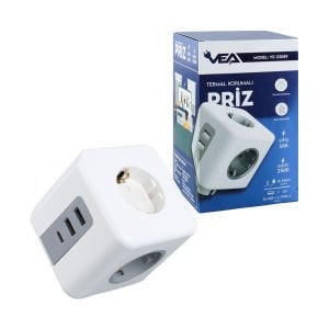 VEA VE-23089 3 Soketli 2xUsb+Type-C Çocuk ve Termal Akım Korumalı Priz