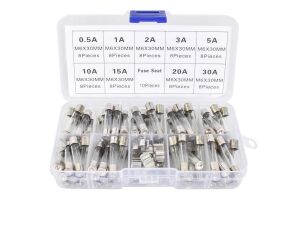 electroon 6x30mm Büyük Cam Sigorta 72Adet 9 Çeşit Kutulu Set