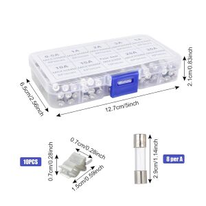 electroon 6x30mm Büyük Cam Sigorta 72Adet 9 Çeşit Kutulu Set