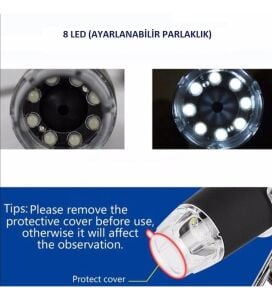 electroon 8Ledli 1600x Zoom Dijital Taşınabilir USB Mikroskop