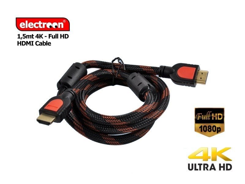 electroon 1,5mt 4K Örgülü HDMI Kablo
