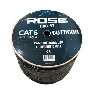 Rose RDC-57 305mt 23Awg Outdoor Dış Ortam Siyah Cat6 Kablo 0.57mm