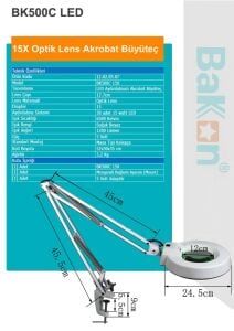 Bakon BK500C LED 15X Akrobat Büyüteç