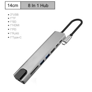 electroon Type-C 8in1 USB 3.0 tip C USB-C Hub 4K HDMI Dönüştürücü Gigabit 10/100/1000