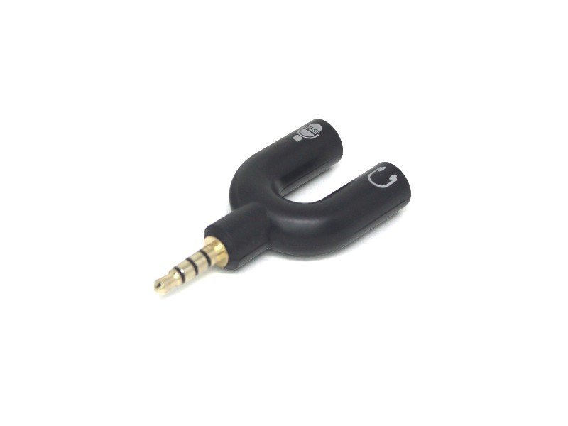 electroon Stereo Aux Kulaklık Mikrofon Çevirici Jak Fiş Siyah