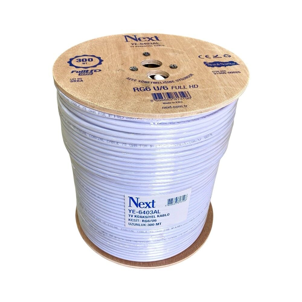 NEXT YE-6403AL RG6/U6 Full HD Koaksiyel Anten Kablosu 64Tel 300Metre