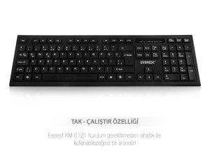 Everest KM-6121 Kablosuz Q Slim Klavye + Mouse Set