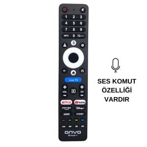 Onvo Google TV Orjinal Logolu Kumanda Live TV Tuşlu - Ses Komutlu