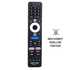 Onvo Google TV Orjinal Logolu Kumanda Live TV Tuşlu - Ses Komutsuz