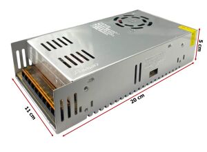 Hightek HT-1213 DC 24Volt 20Amper Metal Kasa Adaptör Fanlı 20x11x5cm