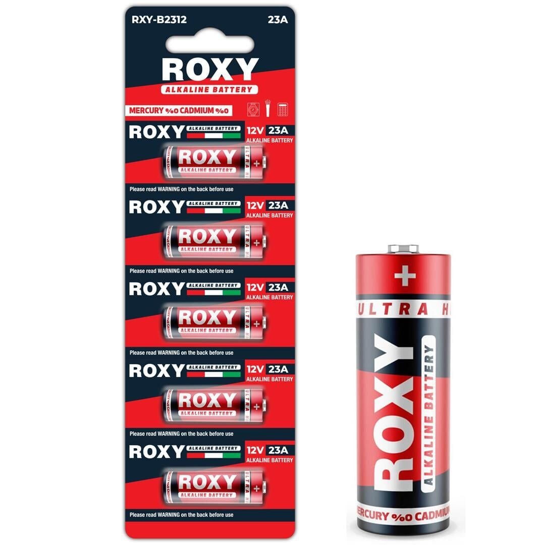 Roxy RXY-B2312 12Volt Alkalin Kalın 23A MN21 Alarm Pili (5'li Paket)
