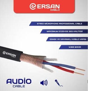 Ersan 2x0.22mm Profesyonel Stereo Mikrofon ve Enstrüman Seslendirme Kablosu 100Metre Bakır