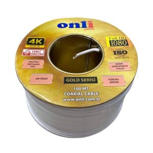 Onli Gold Seri RG6U6 100Metre 64Tel Beyaz Anten Kablosu Yerli Üretim