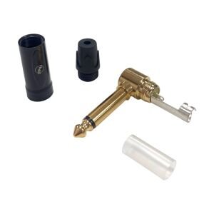 Pawer 6.35mm Mono L Tip Metal Gold Gitar Jak - Siyah