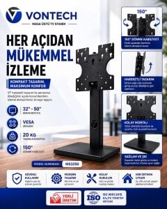 Vontech MS3250 32-50'' Hareketli Masa üstü TV Standı