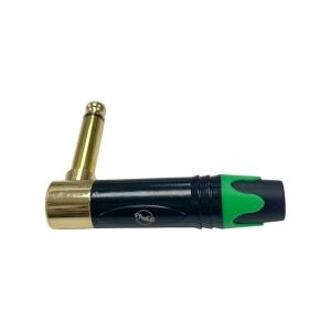 Pawer 6.35mm Mono Metal Gold L Tip Gitar Jak - Yeşil