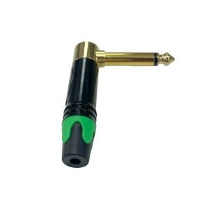 Pawer 6.35mm Mono Metal Gold L Tip Gitar Jak - Yeşil