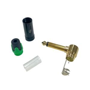 Pawer 6.35mm Mono Metal Gold L Tip Gitar Jak - Yeşil