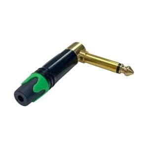 Pawer 6.35mm Mono Metal Gold L Tip Gitar Jak - Yeşil