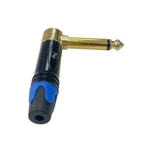 Pawer 6.35mm Mono L Tip Metal Gold Gitar Jak - Mavi