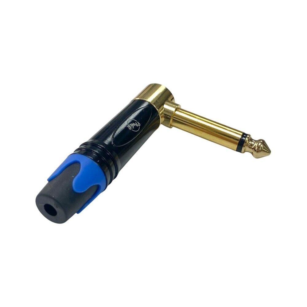 Pawer 6.35mm Mono L Tip Metal Gold Gitar Jak - Mavi