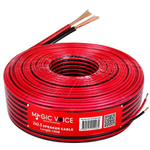 MagicVoice MV-29560 2x2.50mm Siyah Kırmızı 100Metre CCA Hoparlör Ses Kablosu