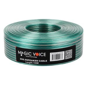 MagicVoice MV-29557 Kalın 2x0.50mm Şeffaf Yeşil Çizgili 100Metre Hoparlör Kablosu