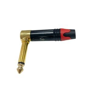 Pawer 6.35mm Mono Metal Gold L Tip Gitar Jak - Kırmızı
