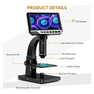 Wellbox WB-MK03 Dijital Mikroskop 7'' 12MP 2000x Çift Lens Full HD