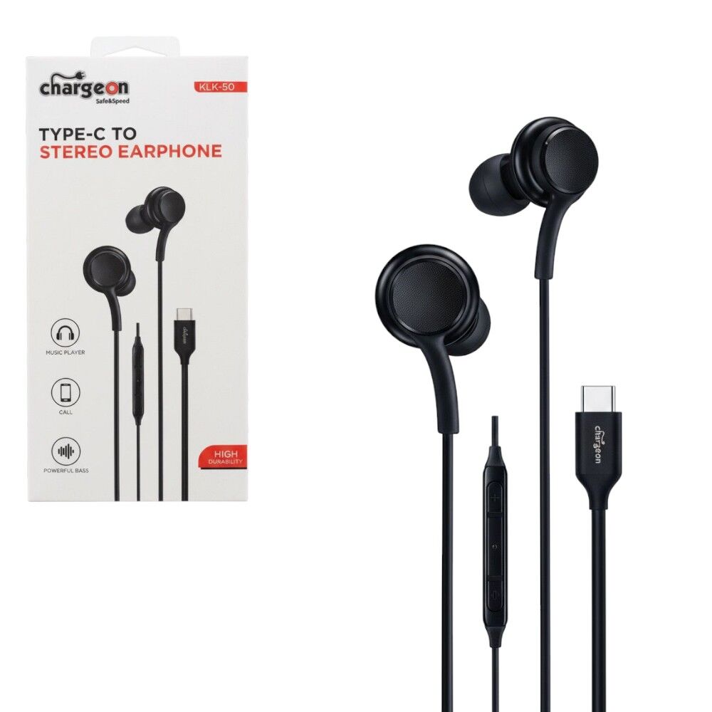 Chargeon KLK-50 Type-C to Stereo Kablolu Silikonlu Kulaklık