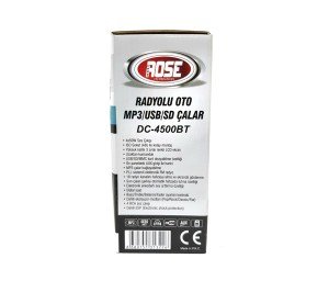 ROSE DC-4500BT Radyolu Kumandalı Bluetooth-MP3-USB-SD Oto Teyp