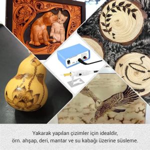 Powermaster PM-15903 Isı Ayarlı Ahşap Yakma Makinası 4 Uçlu Set+Tel Fırça