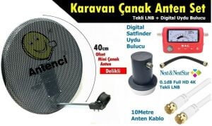 Antenci 40cm Delikli Karavan Çanak Anten Seti + MAG 6303 Dijital Uydu Bulucu