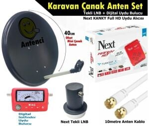 Antenci 40cm Karavan Çanak Anten Seti +Next HD Uydu Alıcısı +Mag Dijital Uydu Bulucu