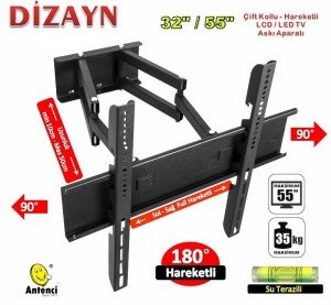 Dizayn 49'' Çift Kollu Hareketli LCD-LED TV Askı Aparatı