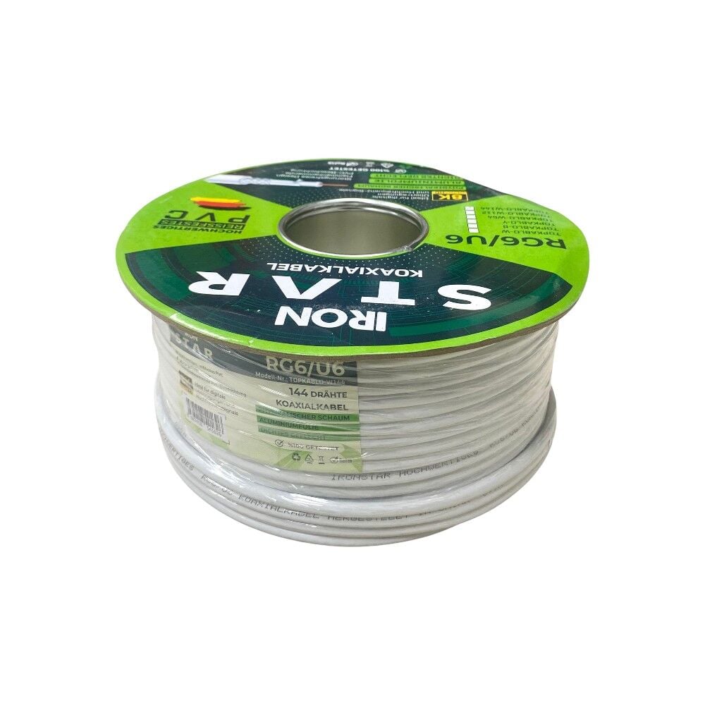 Ironstar RG6U6 Beyaz Anten Kablosu 100Metre 144Tel