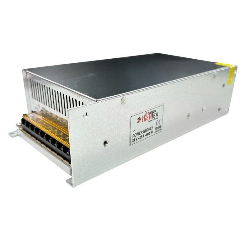 HIGHTEK 24Volt 25Amper 600W Metal Kasa Adaptör Fanlı