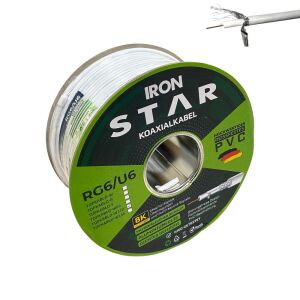 Ironstar RG6U6 Beyaz Anten Kablosu 100Metre 112Tel