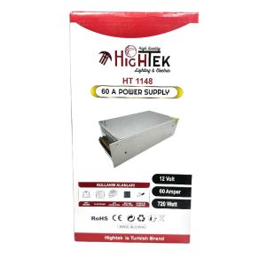 HIGHTEK 12Volt 60Amper 720W Adaptör Metal Kasa Fanlı